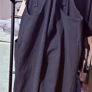 Black Pinafore Pocket Dress